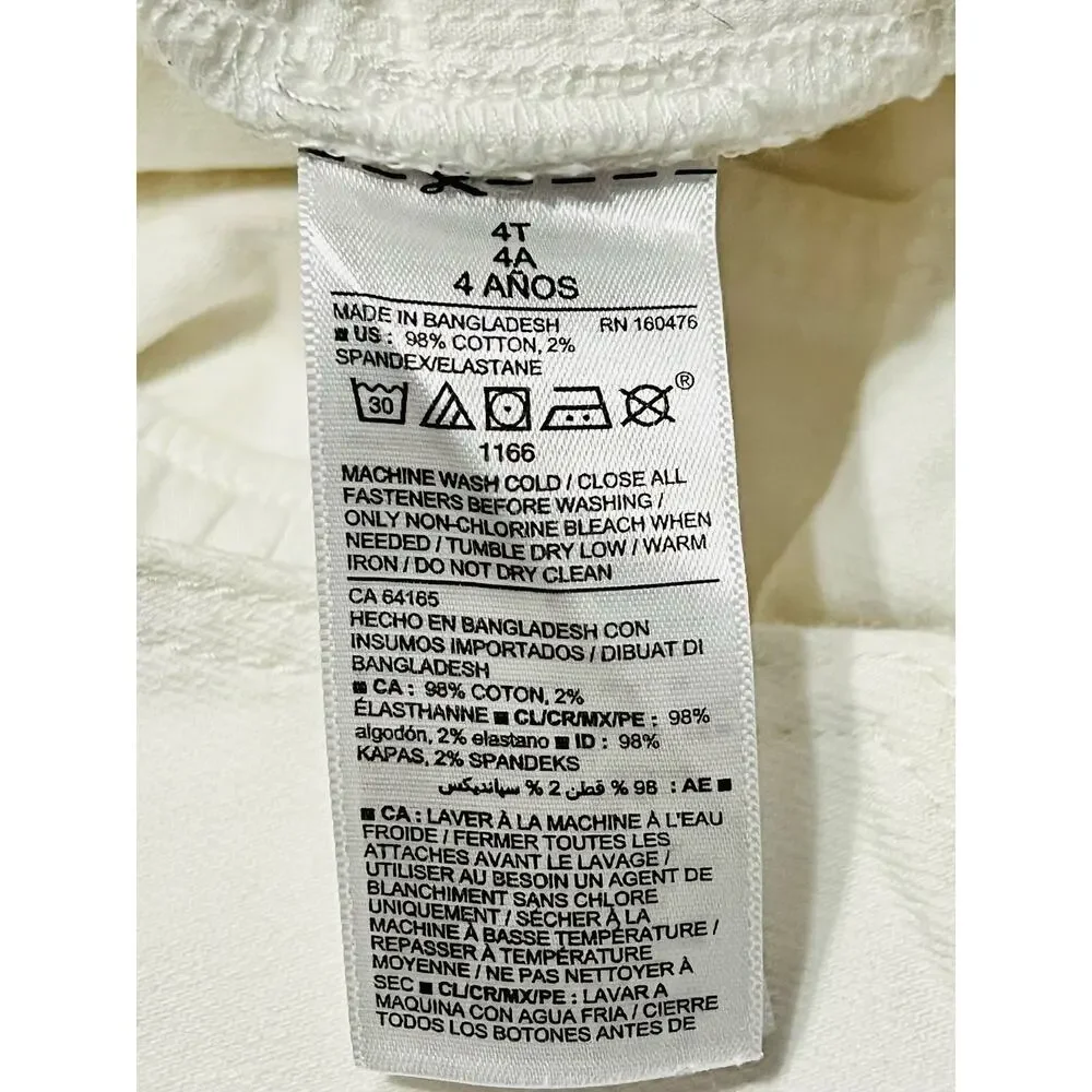 Old Navy white bib overall cutoff shorts w/ adjustable straps child size 4T